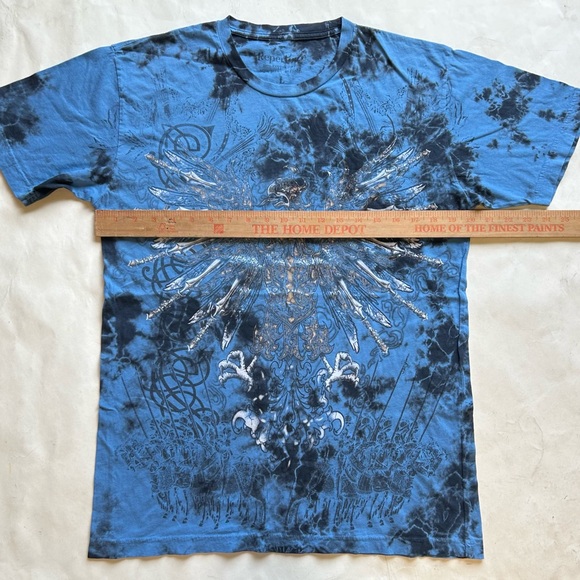 2000s allover screen printed and tie dyed monarchy/affliction style T-shirt - Picture 5 of 8